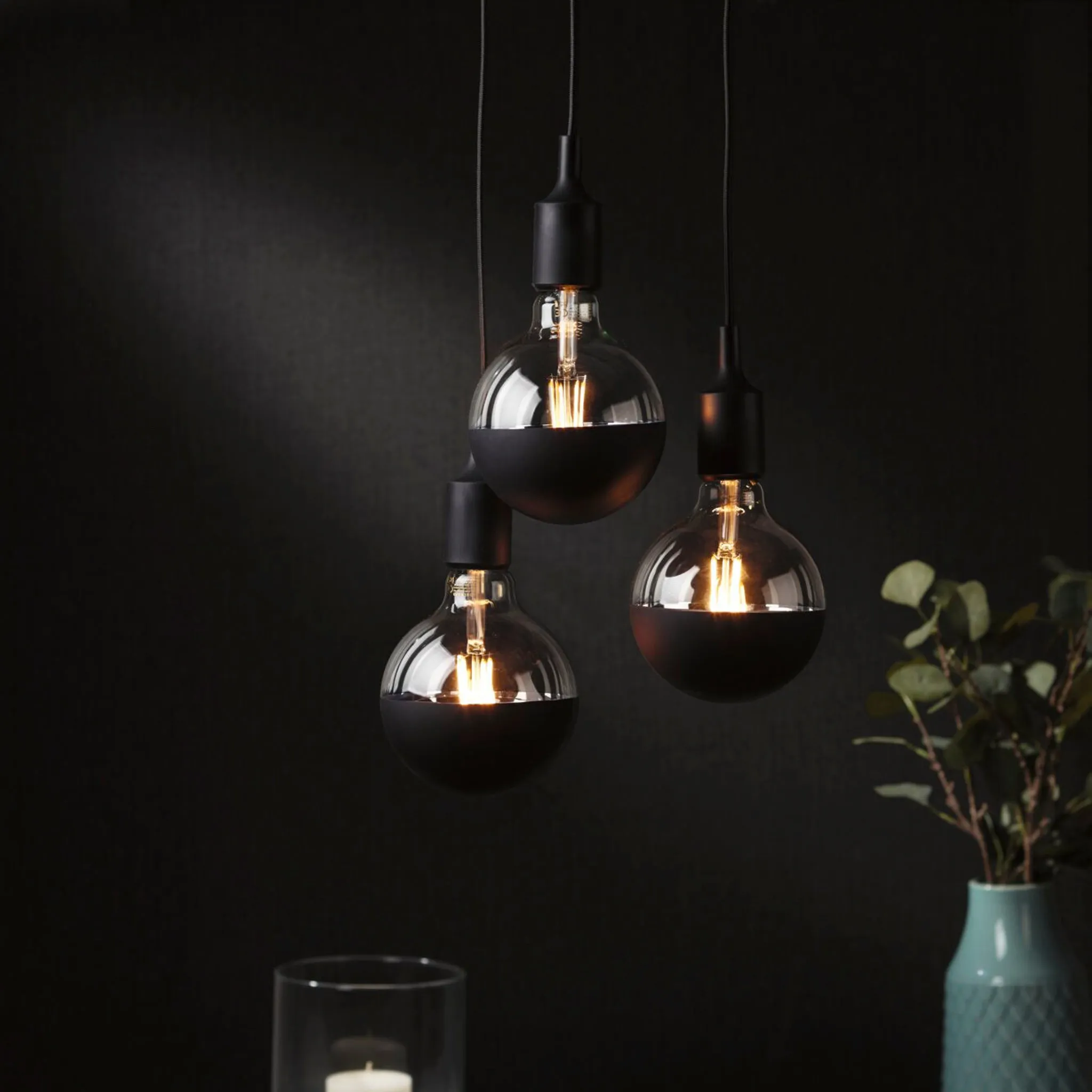 Neordic Ketil 180W 3 Lamp Dimmable Pendant Light in Black