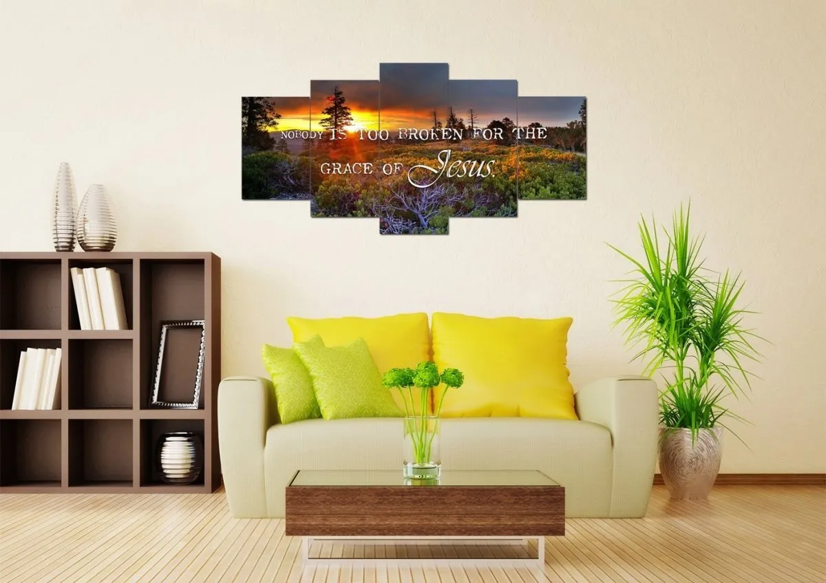 Nobody Is Too Broken For The Grace Of Jesus Wall Art Canvas Print - Christian Canvas Wall Art