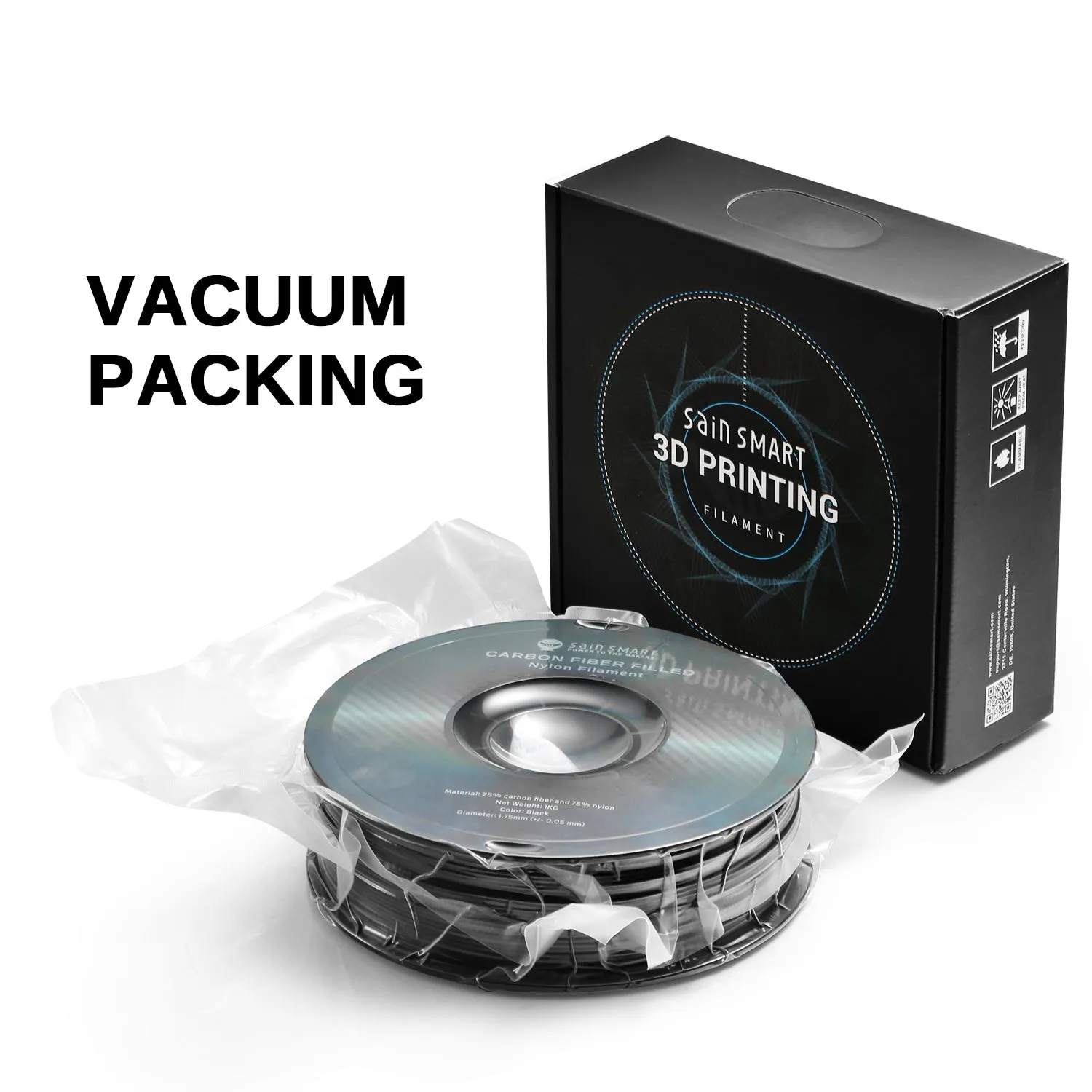 Nylon  Carbon Fiber Filament 1.75mm 1kg/2.2lb, Black