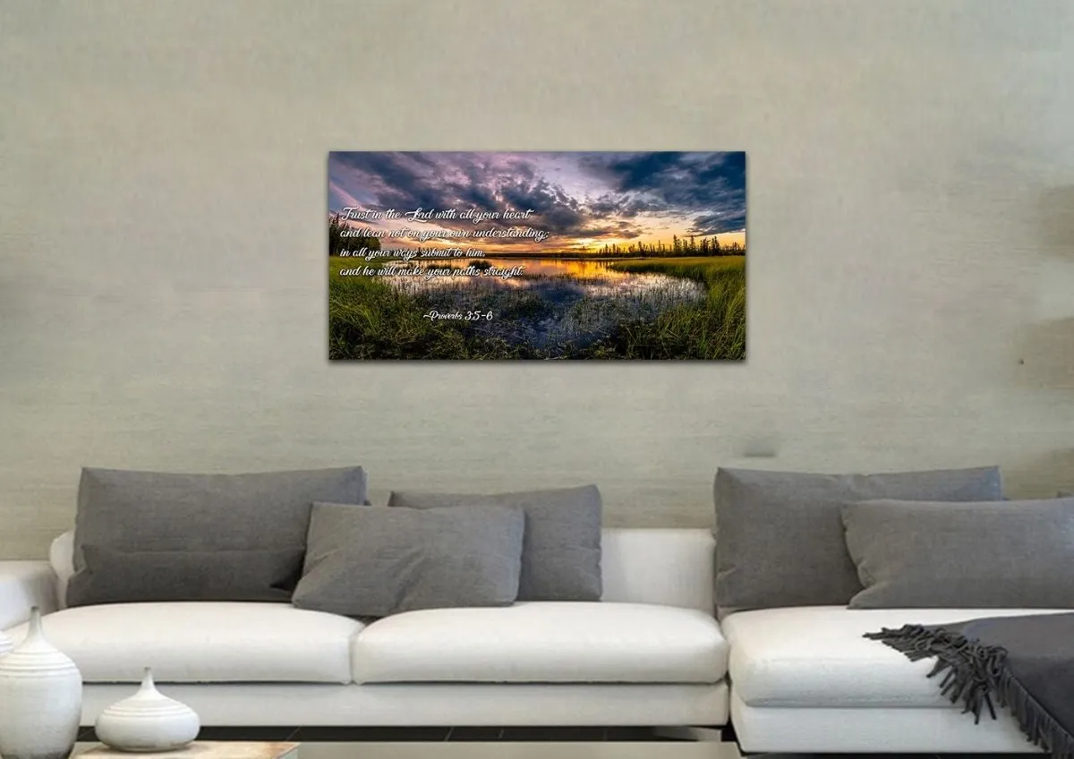 Proverbs 35-6 #12 Kjv 'Trust In The Lord' Christian Scripture Wall Art Canvas - Christian Canvas Wall Art