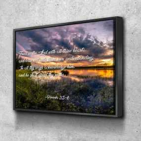 Proverbs 35-6 #12 Kjv 'Trust In The Lord' Christian Scripture Wall Art Canvas - Christian Canvas Wall Art