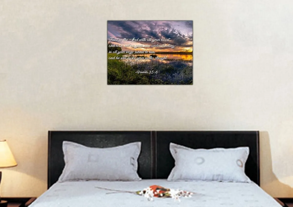 Proverbs 35-6 #12 Kjv 'Trust In The Lord' Christian Scripture Wall Art Canvas - Christian Canvas Wall Art