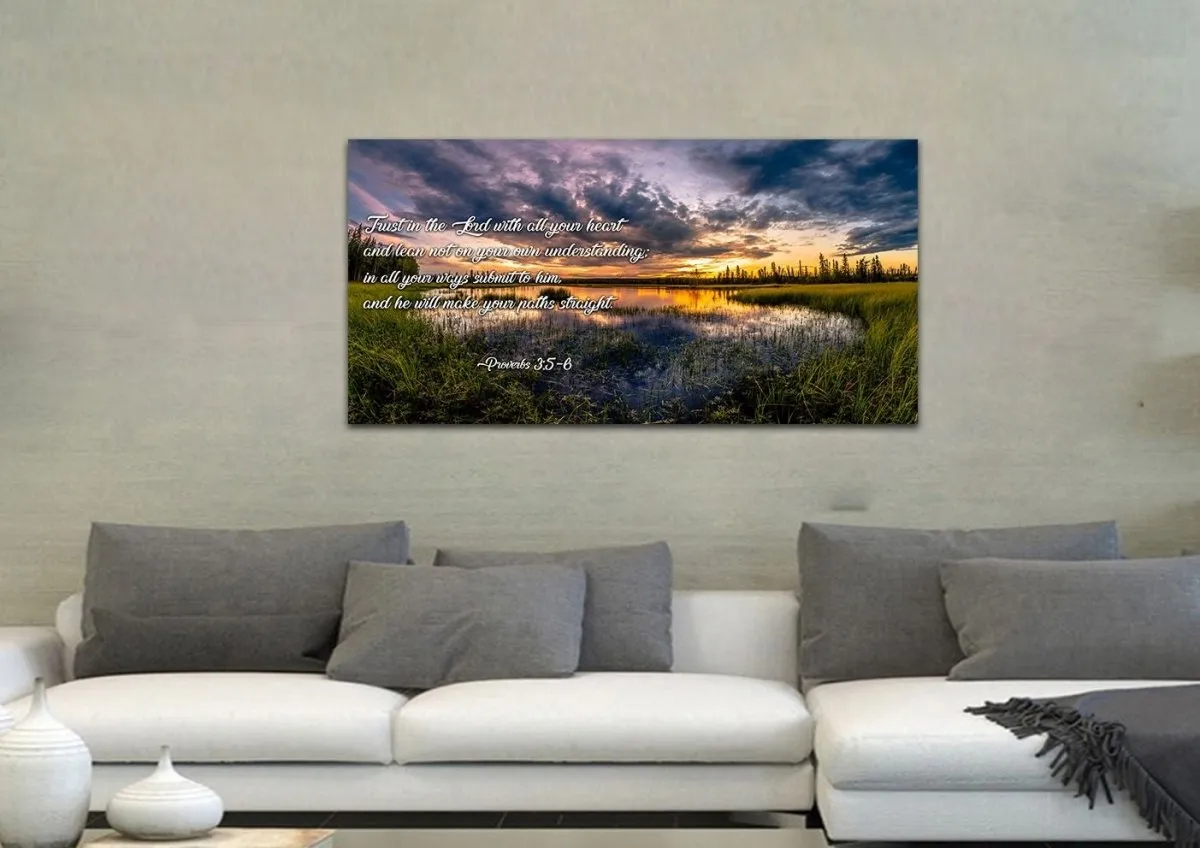 Proverbs 35-6 #12 Kjv 'Trust In The Lord' Christian Scripture Wall Art Canvas - Christian Canvas Wall Art