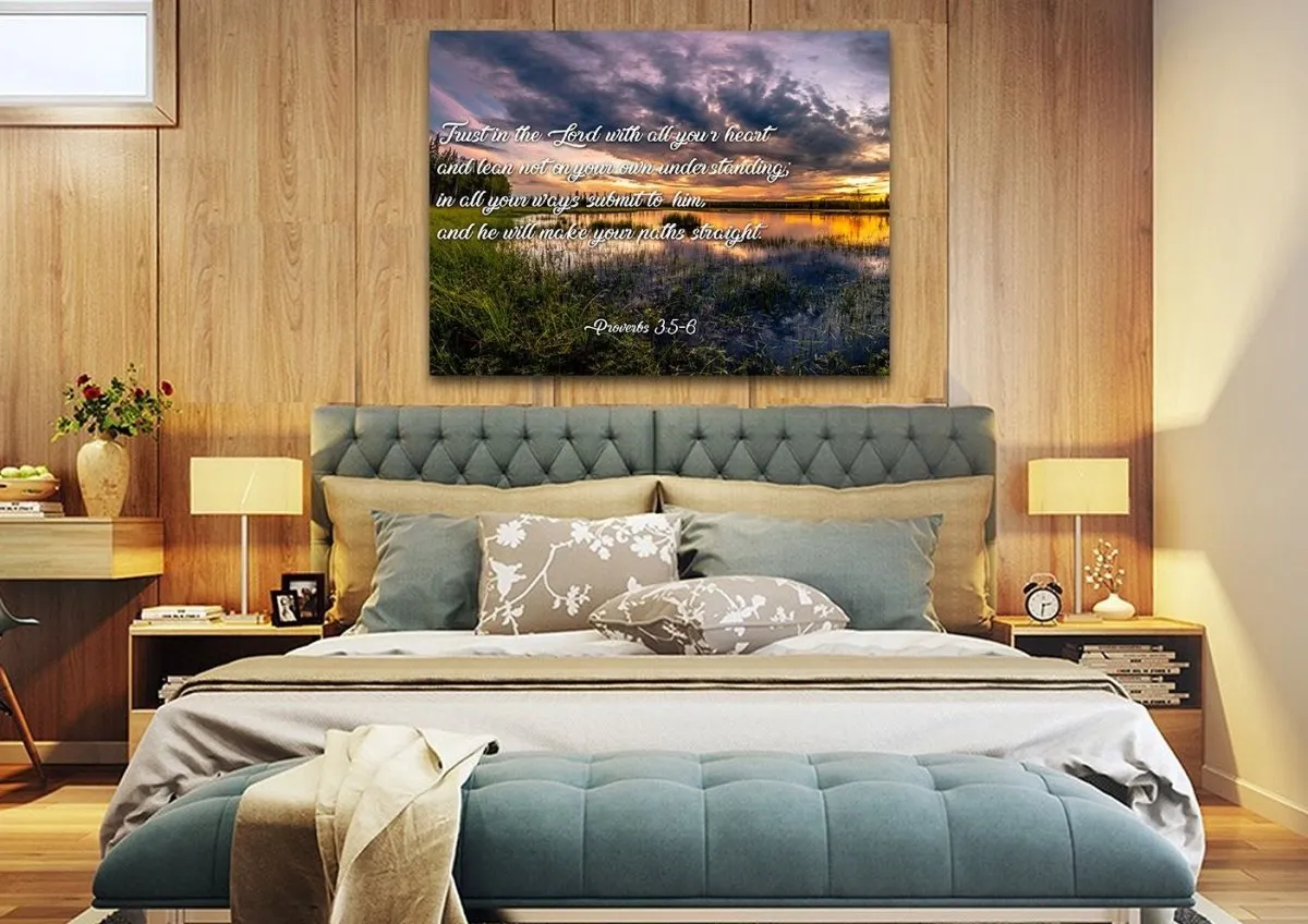 Proverbs 35-6 #12 Kjv 'Trust In The Lord' Christian Scripture Wall Art Canvas - Christian Canvas Wall Art