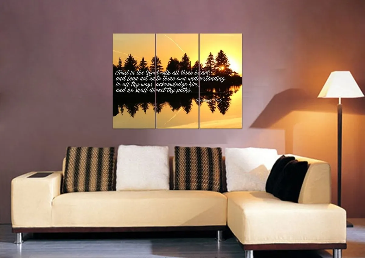 Proverbs 35-6 #16 Kjv 'Trust In The Lord' Christian Scripture Wall Art Canvas - Christian Canvas Wall Art