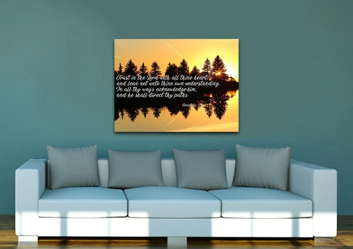 Proverbs 35-6 #16 Kjv 'Trust In The Lord' Christian Scripture Wall Art Canvas - Christian Canvas Wall Art
