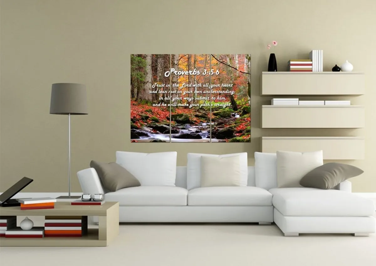 Proverbs 35-6 #27 'Trust In The Lord With All Your Heart' Bible Verse Canvas Wall Art - Christian Canvas Wall Art