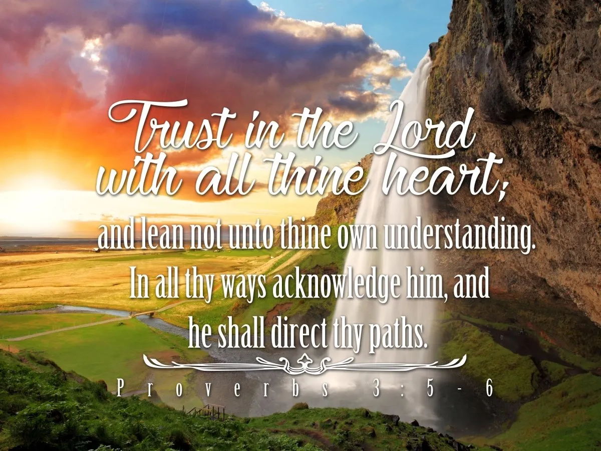 Proverbs 35-6 #37 Kjv 'Trust In The Lord With All Thine Heart' Christian Scripture Wall Art Canvas - Christian Canvas Wall Art