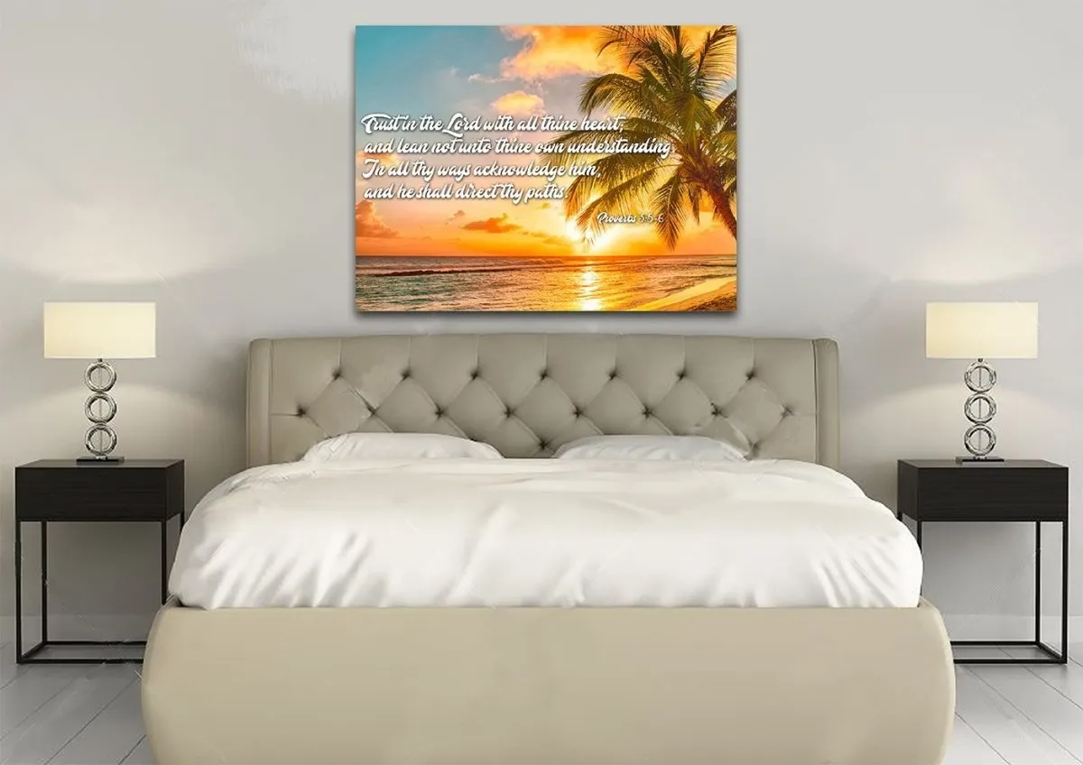 Proverbs 35-6 #4 Kjv 'Trust In The Lord' Christian Scripture Wall Art Canvas - Christian Canvas Wall Art