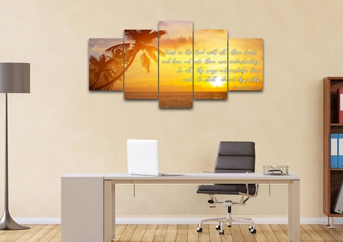 Proverbs 35-6 #7 Kjv 'Trust In The Lord' Christian Scripture Wall Art Canvas - Christian Canvas Wall Art