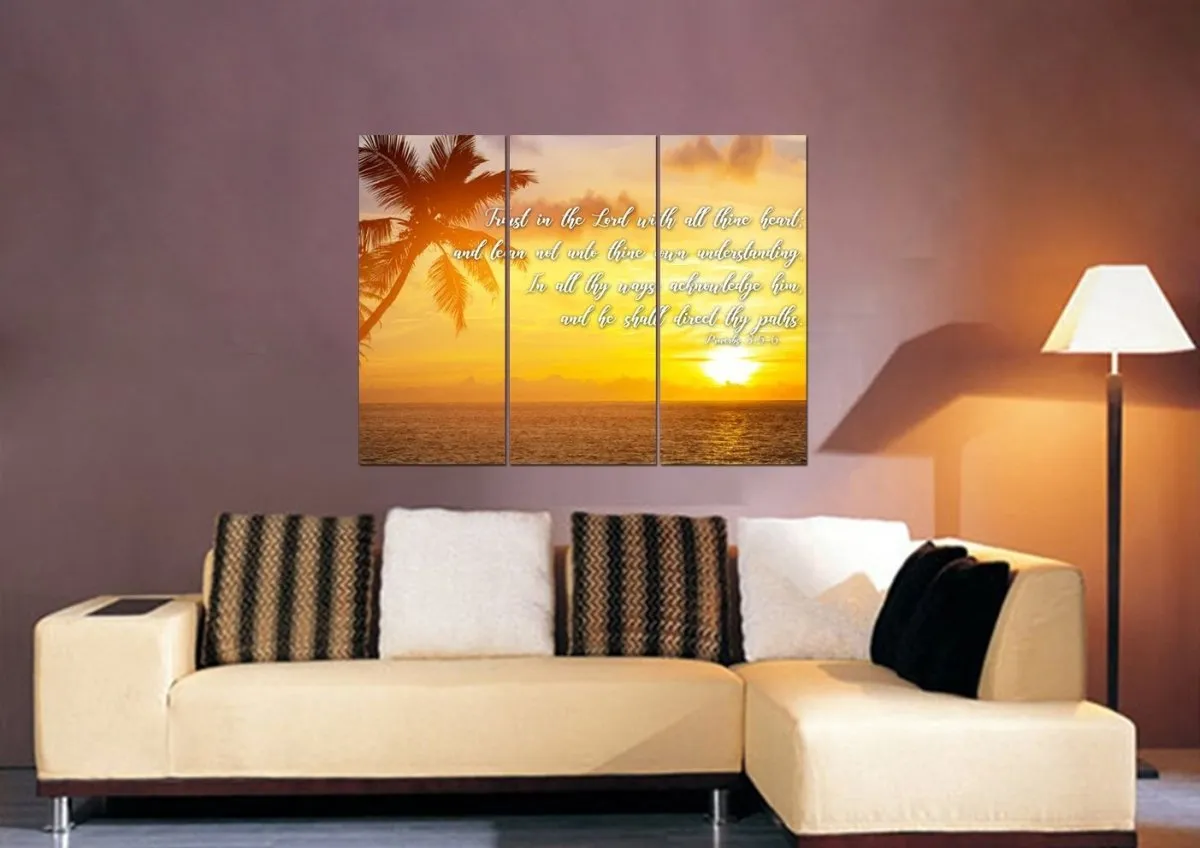 Proverbs 35-6 #7 Kjv 'Trust In The Lord' Christian Scripture Wall Art Canvas - Christian Canvas Wall Art