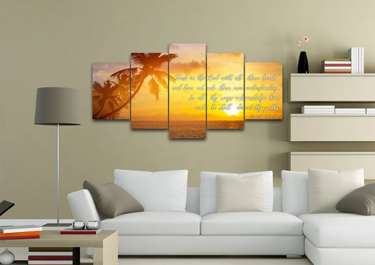 Proverbs 35-6 #7 Kjv 'Trust In The Lord' Christian Scripture Wall Art Canvas - Christian Canvas Wall Art