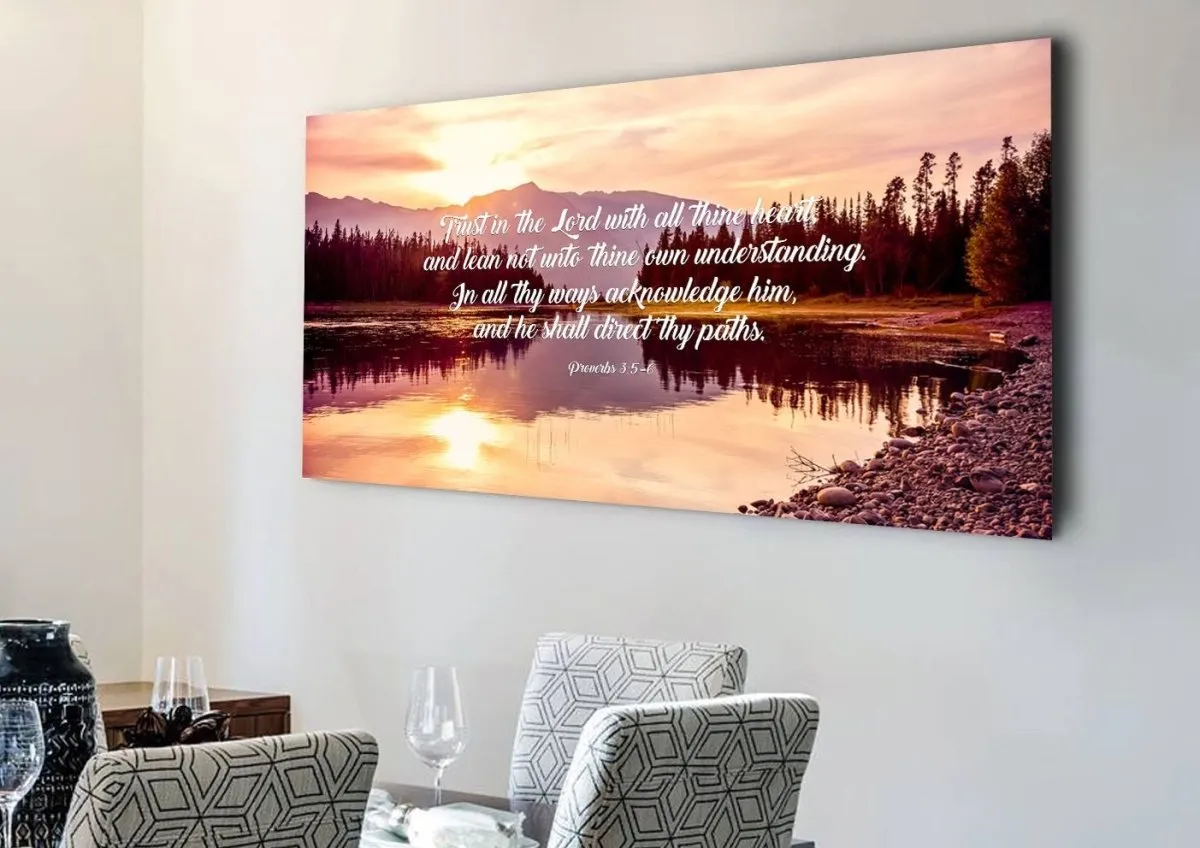 Proverbs 35-6 #8 Kjv 'Trust In The Lord' Christian Scripture Wall Art Canvas - Christian Canvas Wall Art
