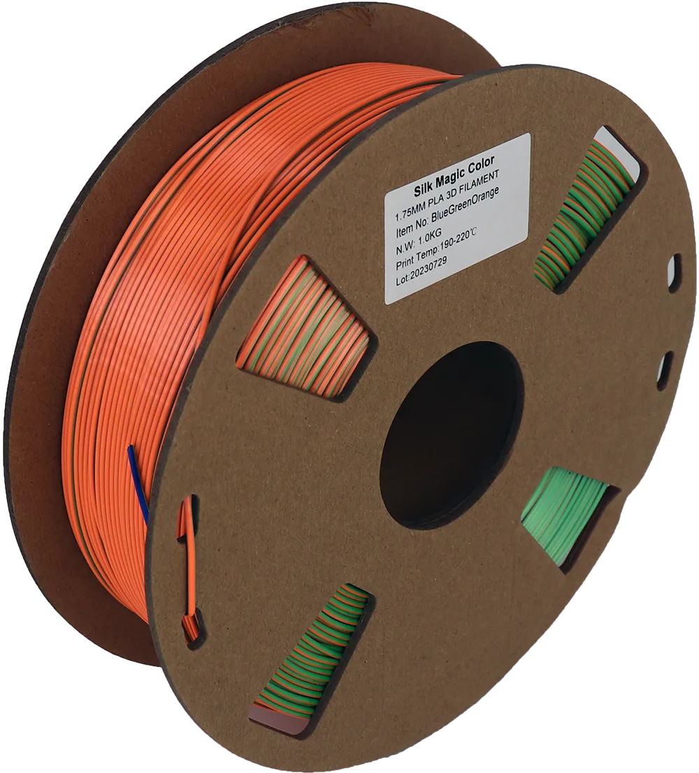 PS Imports PLA 1.75mm x TriColor Silk Magic-Blue-Green-Orange