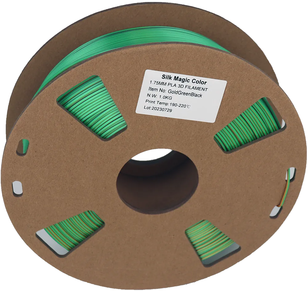 PS Imports PLA 1.75mm x TriColor Silk Magic-Gold-Green-Black