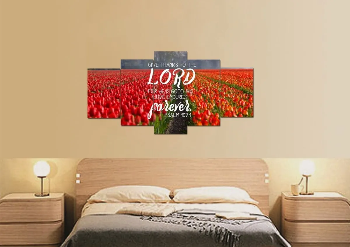 Psalm 1071 Give Thanks To The Lord Canvas Wall Art Print - Christian Canvas Wall Art