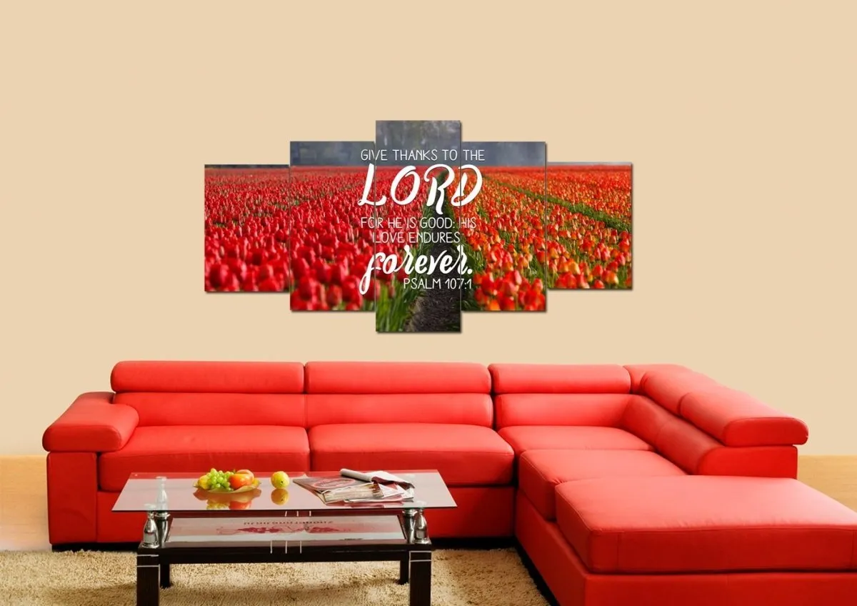 Psalm 1071 Give Thanks To The Lord Canvas Wall Art Print - Christian Canvas Wall Art