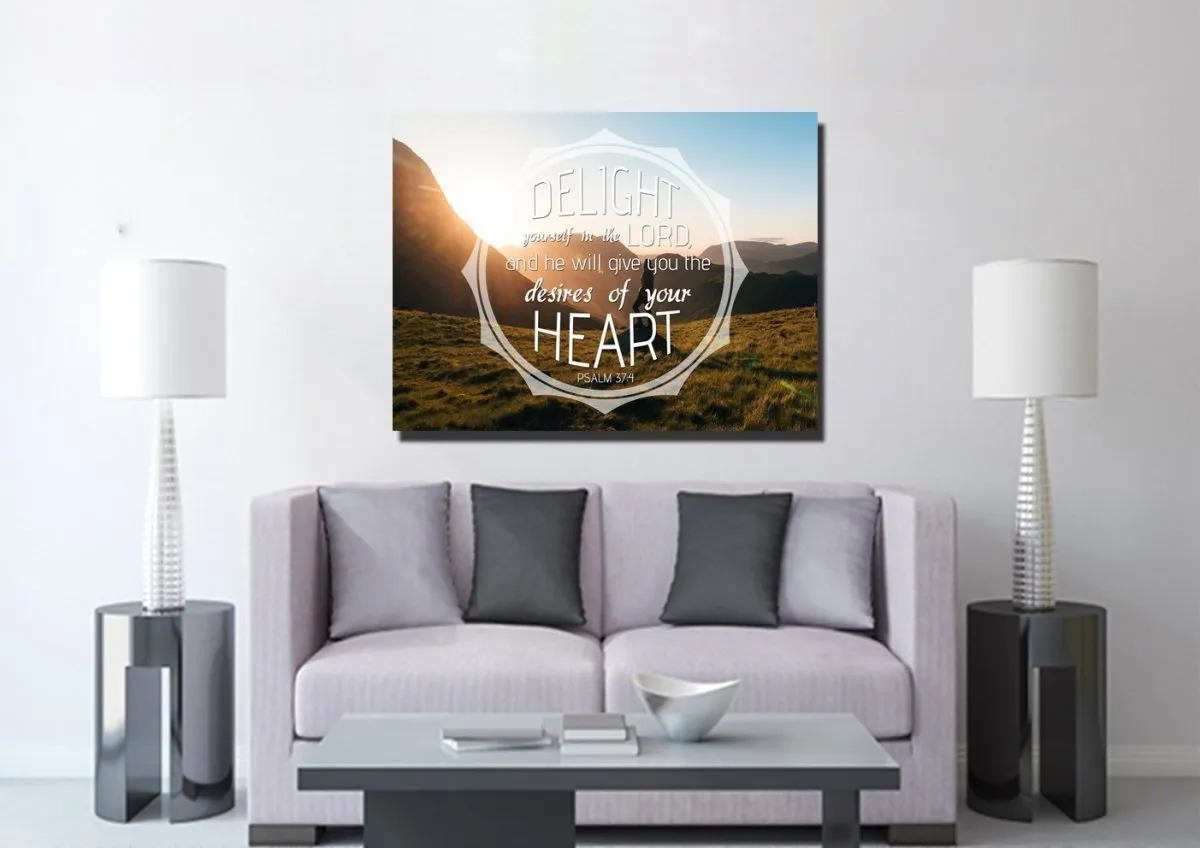 Psalm 374 Delight Yourself In The Lord Canvas Wall Art Print - Christian Canvas Wall Art