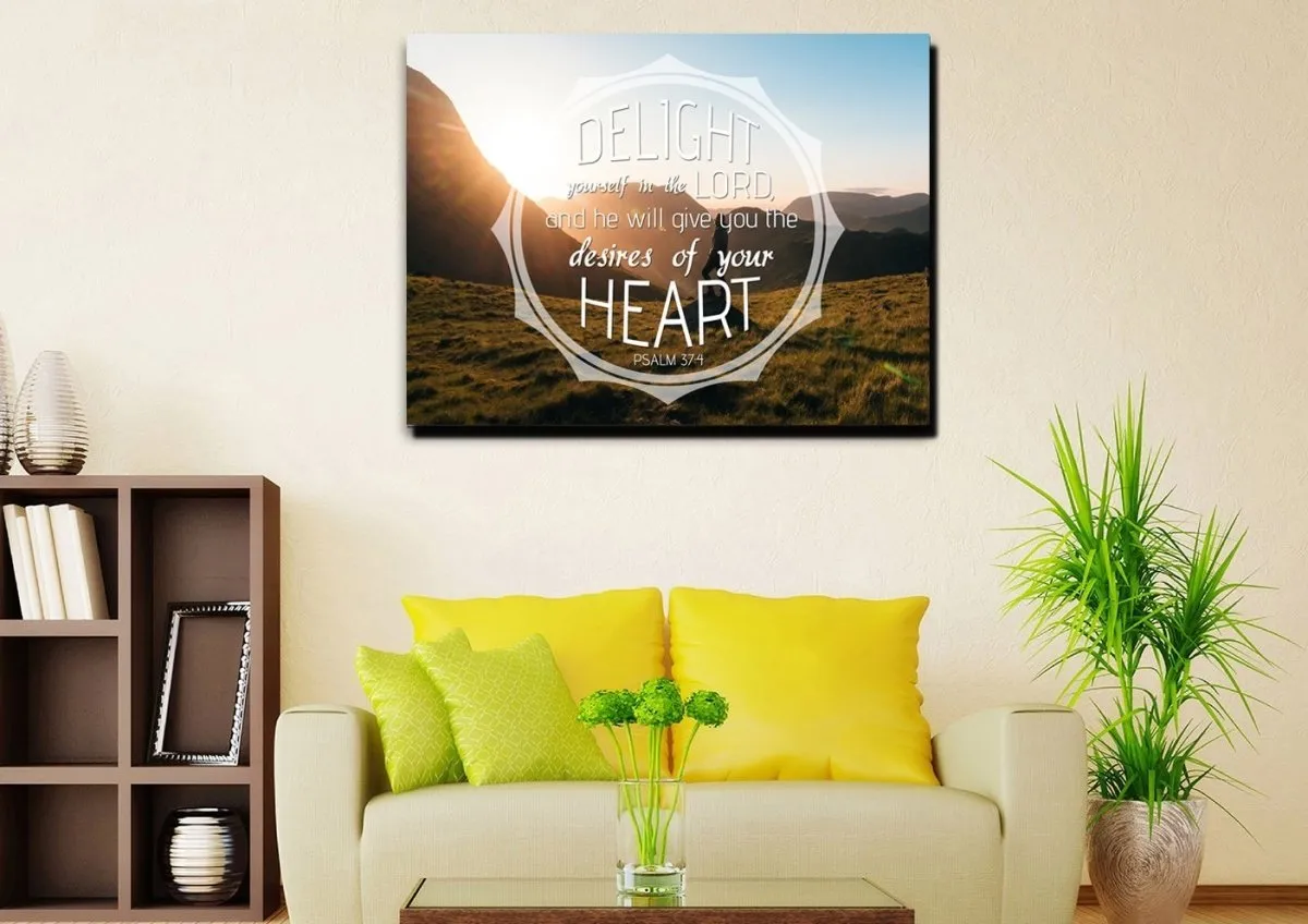 Psalm 374 Delight Yourself In The Lord Canvas Wall Art Print - Christian Canvas Wall Art