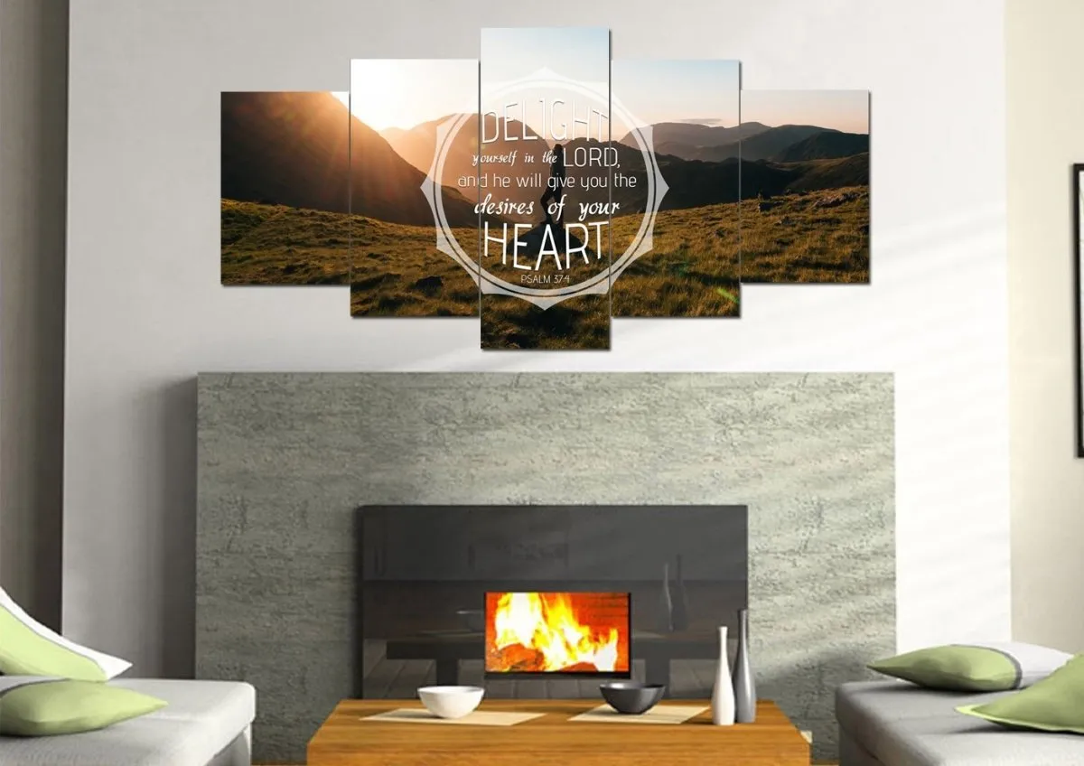 Psalm 374 Delight Yourself In The Lord Canvas Wall Art Print - Christian Canvas Wall Art