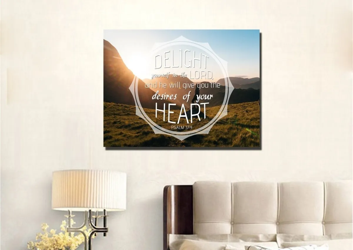 Psalm 374 Delight Yourself In The Lord Canvas Wall Art Print - Christian Canvas Wall Art