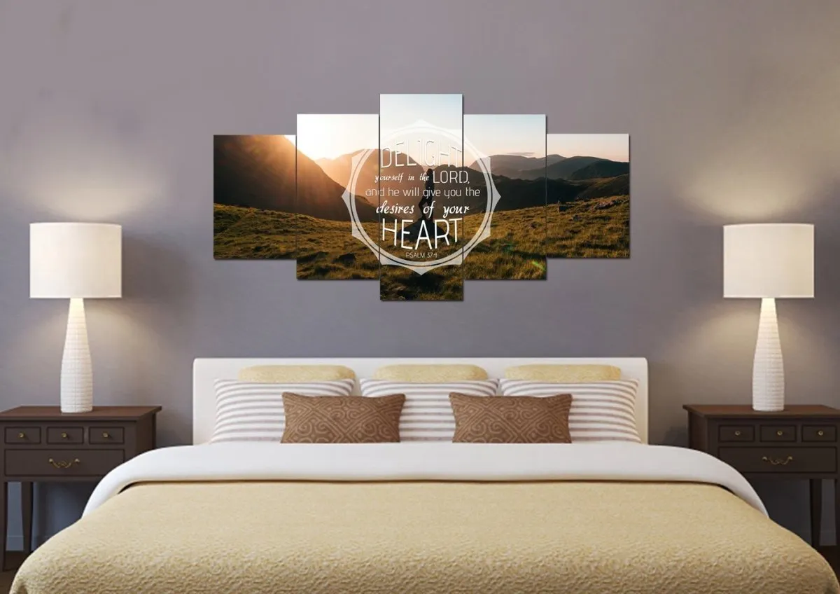 Psalm 374 Delight Yourself In The Lord Canvas Wall Art Print - Christian Canvas Wall Art