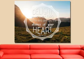 Psalm 374 Delight Yourself In The Lord Canvas Wall Art Print - Christian Canvas Wall Art