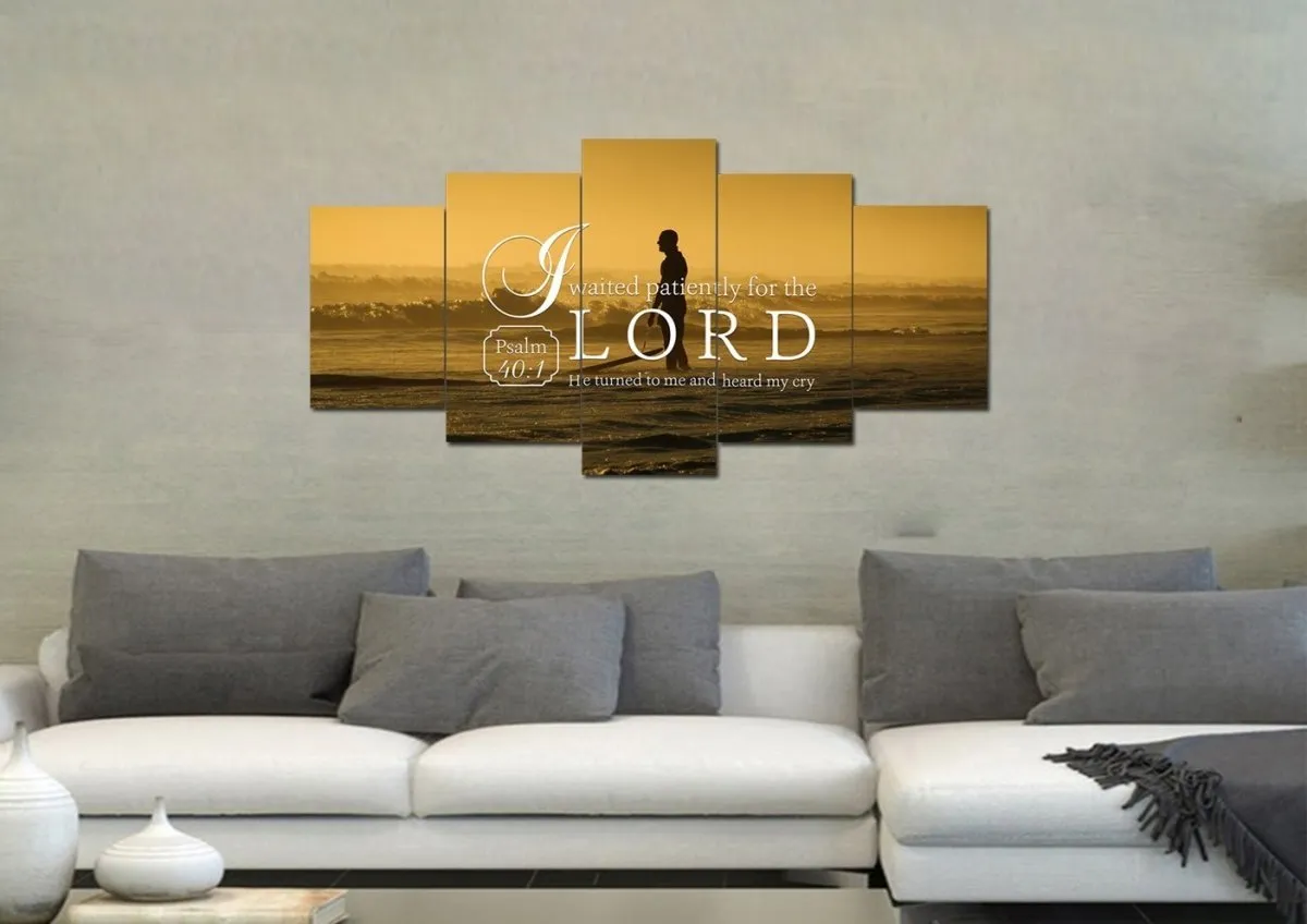 Psalm 401 I Waited Patiently For The Lord Canvas Wall Art Print - Christian Canvas Wall Art