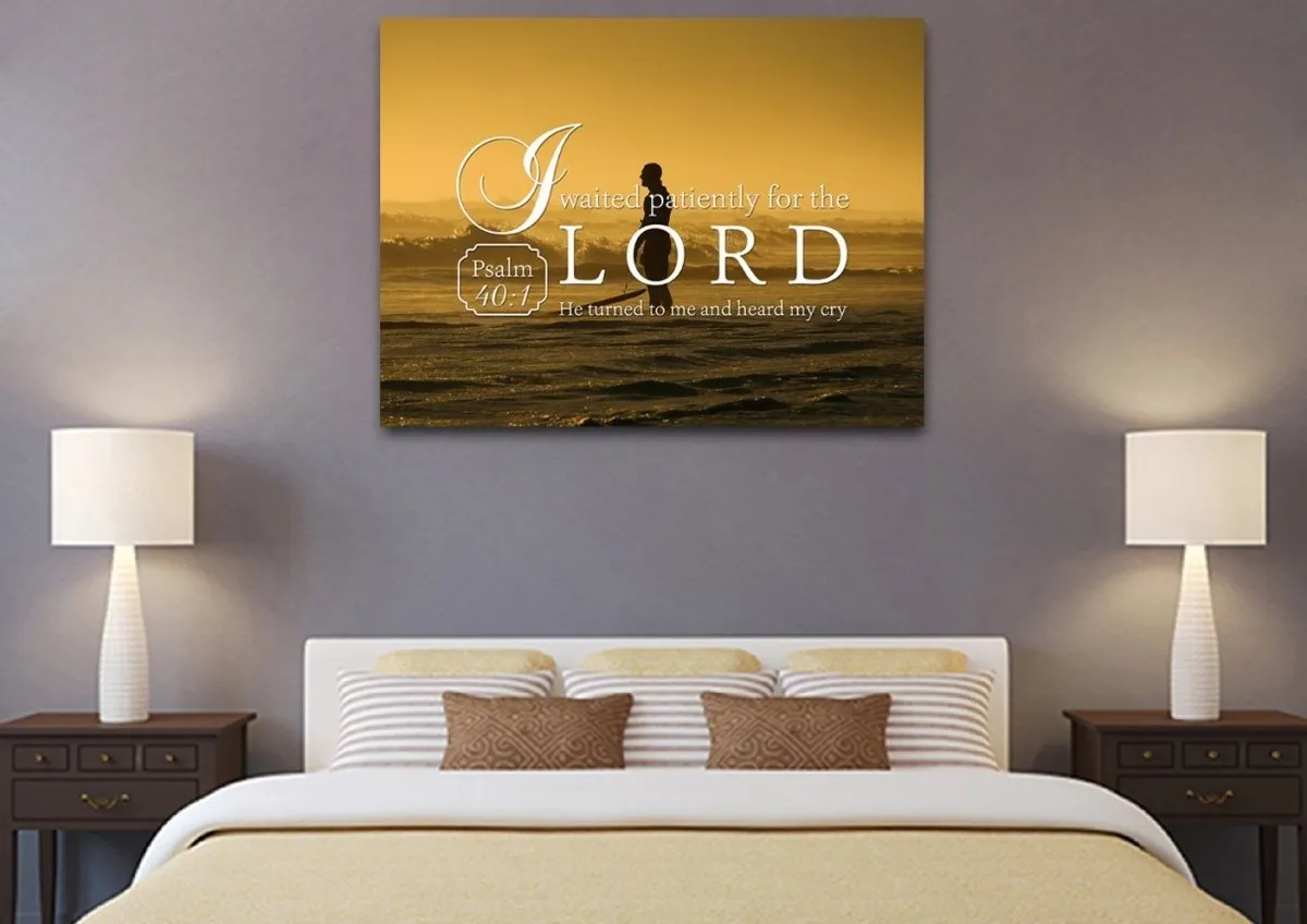 Psalm 401 I Waited Patiently For The Lord Canvas Wall Art Print - Christian Canvas Wall Art