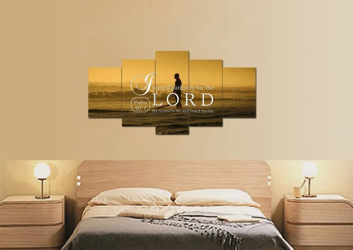 Psalm 401 I Waited Patiently For The Lord Canvas Wall Art Print - Christian Canvas Wall Art