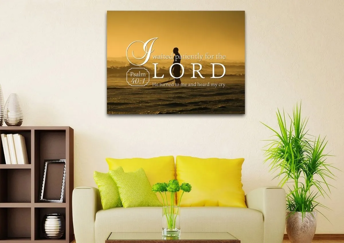 Psalm 401 I Waited Patiently For The Lord Canvas Wall Art Print - Christian Canvas Wall Art