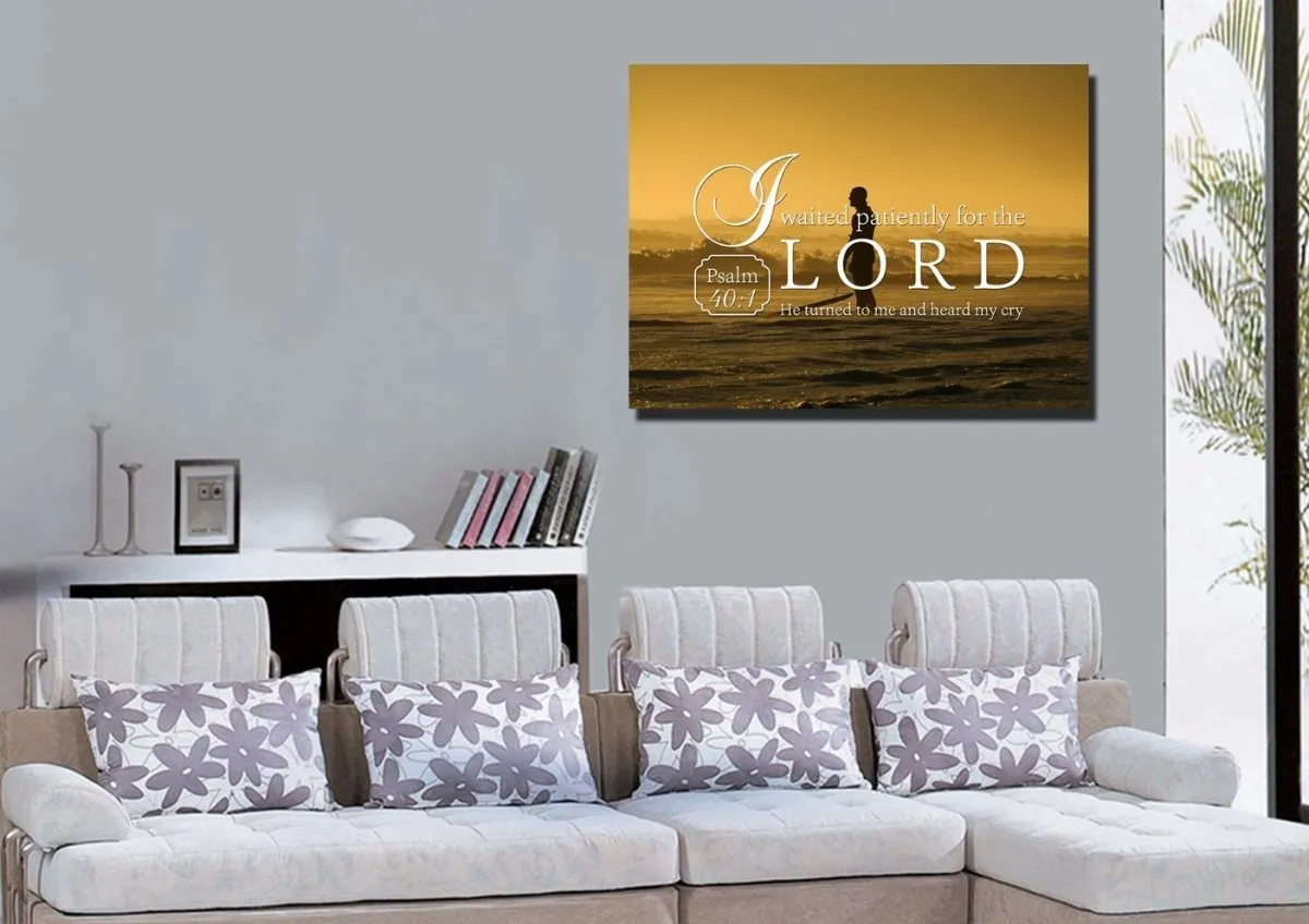 Psalm 401 I Waited Patiently For The Lord Canvas Wall Art Print - Christian Canvas Wall Art
