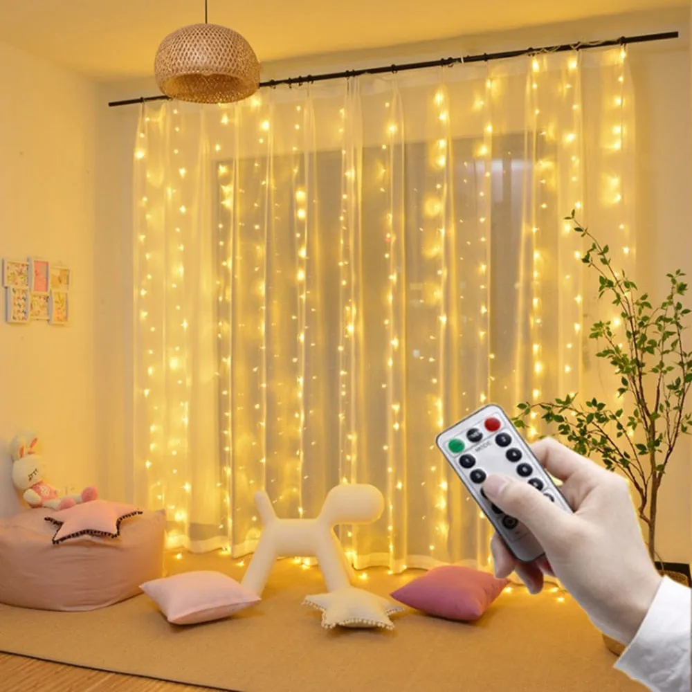 Remote LED String Lights Curtain, USB/Battery Fairy Lights, Garland Led, Great for Wedding Party Christmas Decoration