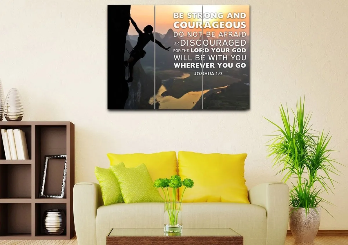 Rock Climber Joshua 19 Be Strong And Courageous Wall Art - Christian Canvas Wall Art