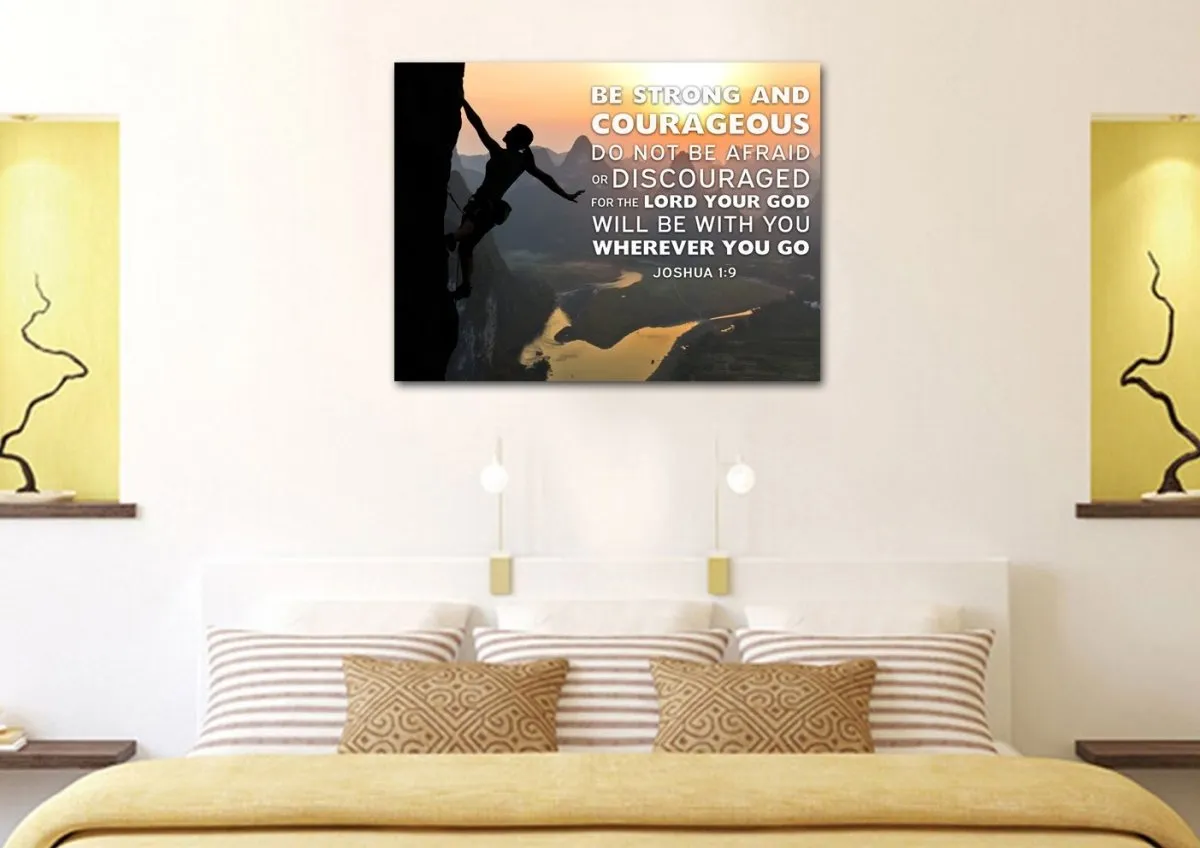 Rock Climber Joshua 19 Be Strong And Courageous Wall Art - Christian Canvas Wall Art