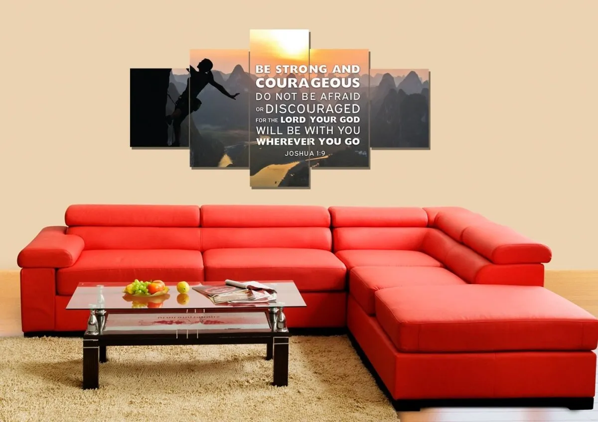 Rock Climber Joshua 19 Be Strong And Courageous Wall Art - Christian Canvas Wall Art