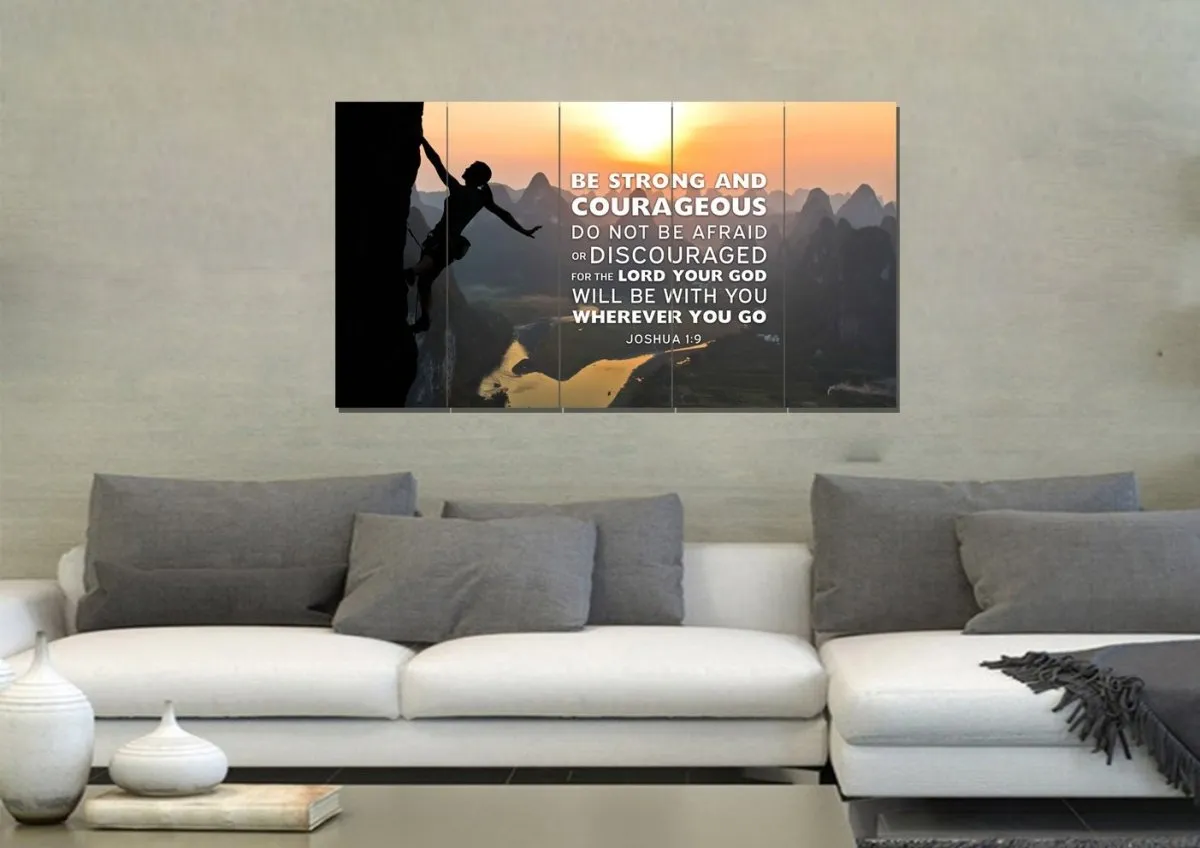 Rock Climber Joshua 19 Be Strong And Courageous Wall Art - Christian Canvas Wall Art
