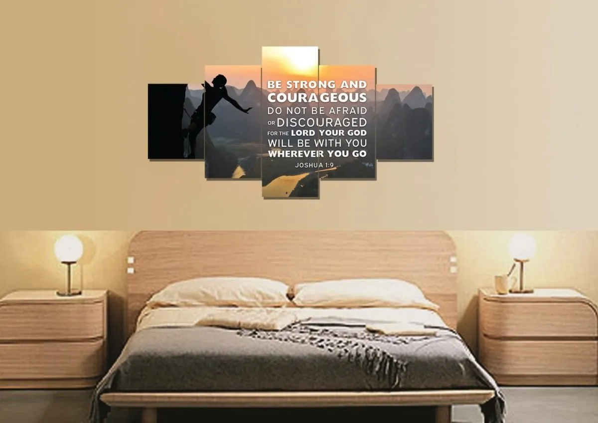 Rock Climber Joshua 19 Be Strong And Courageous Wall Art - Christian Canvas Wall Art