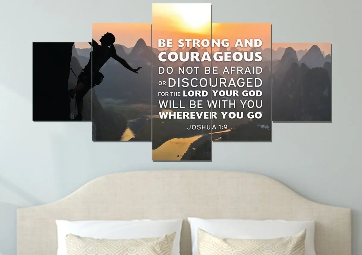 Rock Climber Joshua 19 Be Strong And Courageous Wall Art - Christian Canvas Wall Art