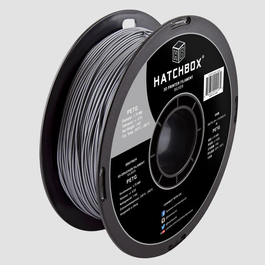 SILVER PETG FILAMENT - 1.75MM, 1KG SPOOL
