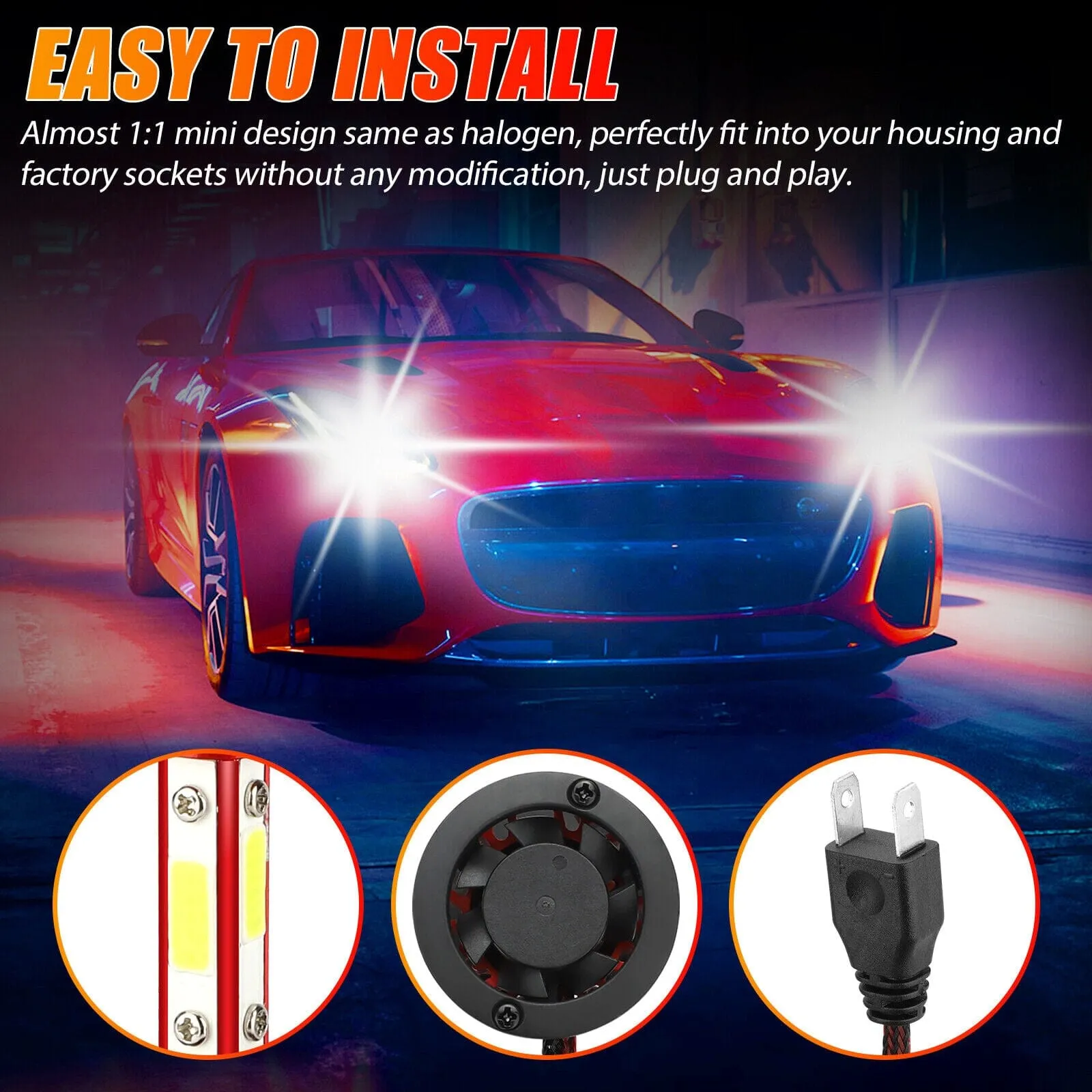 SMAXPro™ H7 LED Headlight Bulbs Kit: Hi-Low Beam, 6000K, 30000LM Super Bright