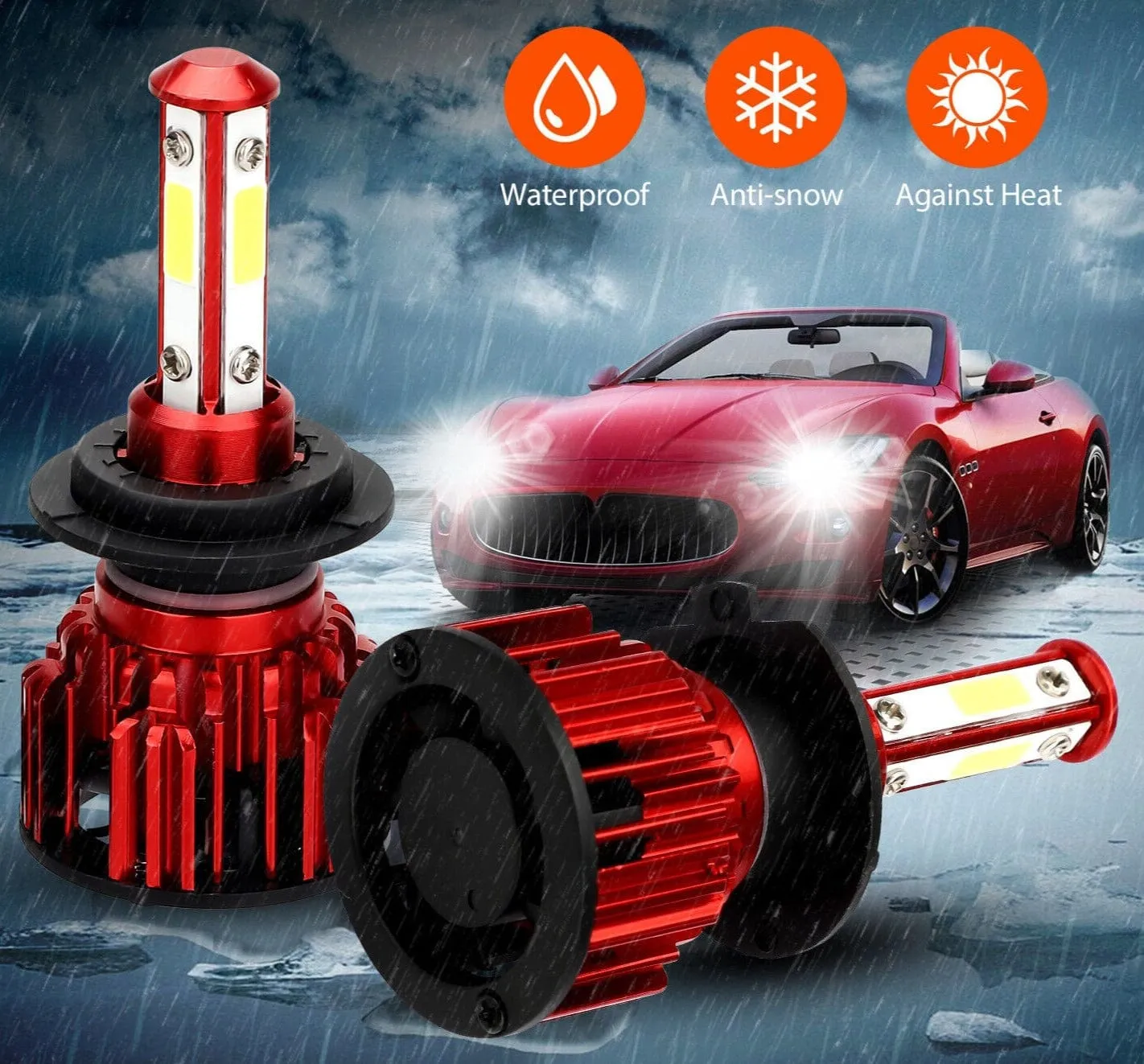 SMAXPro™ H7 LED Headlight Bulbs Kit: Hi-Low Beam, 6000K, 30000LM Super Bright