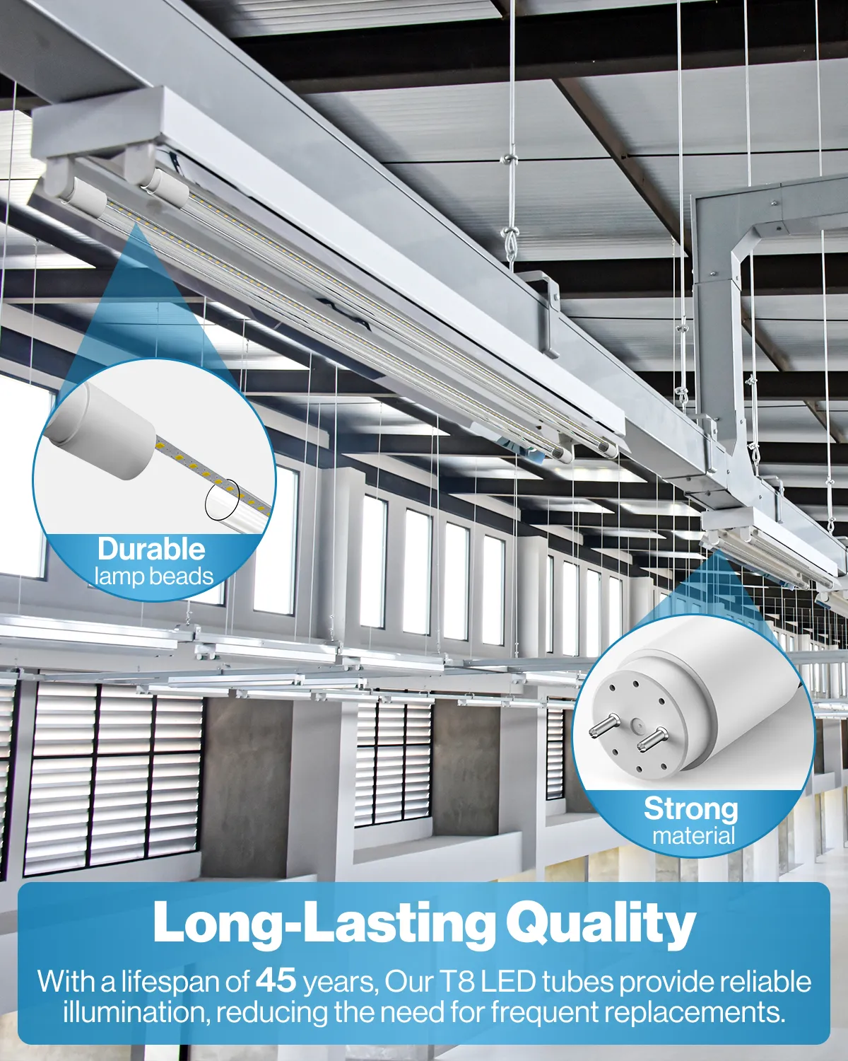 T8 LED Tube, 4ft, Clear, Plug & Play, Hybrid Type A B, Single/Double Ended, 20W, 2400 Lumens