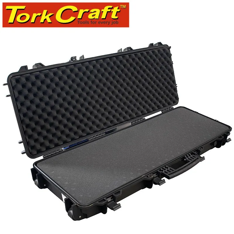 TORK CRAFT PLASTIC CASE 1040 X 350 X 130MM OD WITH FOAM BLACK RIFLE CASE WATER & PLC1043513