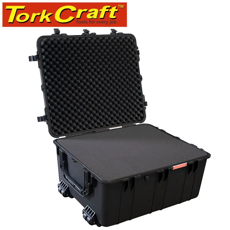TORK CRAFT PLASTIC CASE 847 X 722 X 432MM OD WHEELS WITH FOAM BLACK CASE WATER & PLC786639