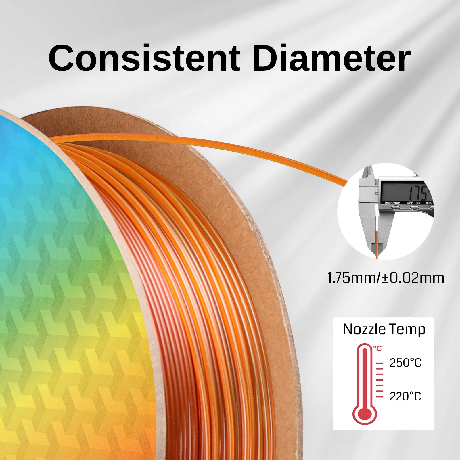 Translucent Rainbow, 1.75mm PRO-3 PETG Filament, 1kg