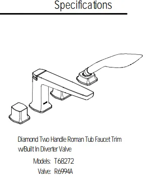 Tub Faucet Diamond Chrome Two-Handle Roman T68272