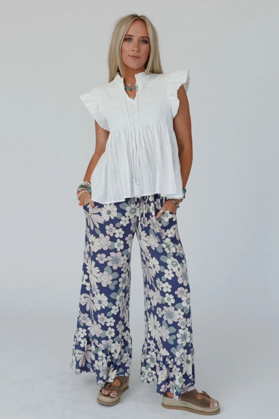 Valeria Flutter Sleeve Top - White
