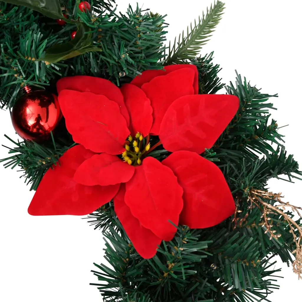 vidaXL 60 cm Christmas Wreath with LED Lights - Green PVC Holiday Decoration for Indoors & Outdoors