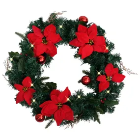vidaXL 60 cm Christmas Wreath with LED Lights - Green PVC Holiday Decoration for Indoors & Outdoors